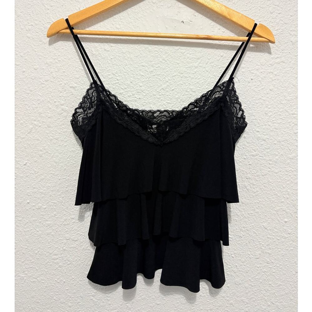 y2k charlotte russe lace trim cami ruffle tiered whimsygoth fairy preppy girly